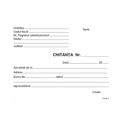 Chitantier A6, 2 exemplare nepersonalizate