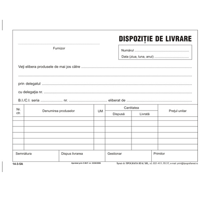 Dispozitie livrare A5