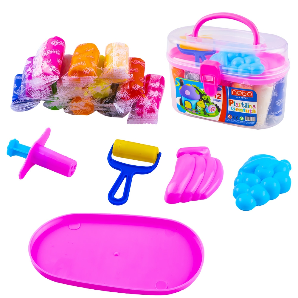 Plastilina 12 culori/gentuta + accesorii