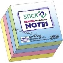 Notes adeziv 50x50 5 culori, 50 coli, culoare neon Hopax